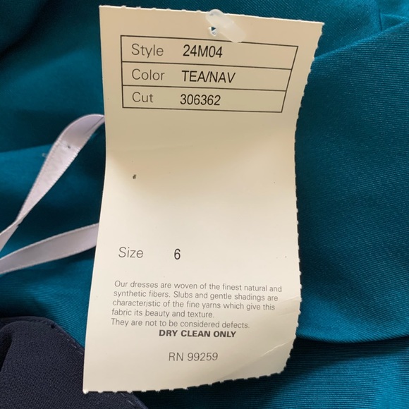 Vera Wang Silk Cocktail Dress in Teal/Navy - Picture 7 of 7